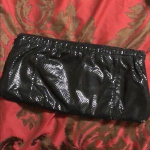 Black old navy clutch, faux snake skin.